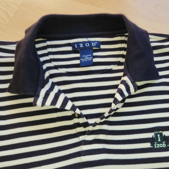 Izod Black and White Striped Polo Shirt - Picture 2 of 4